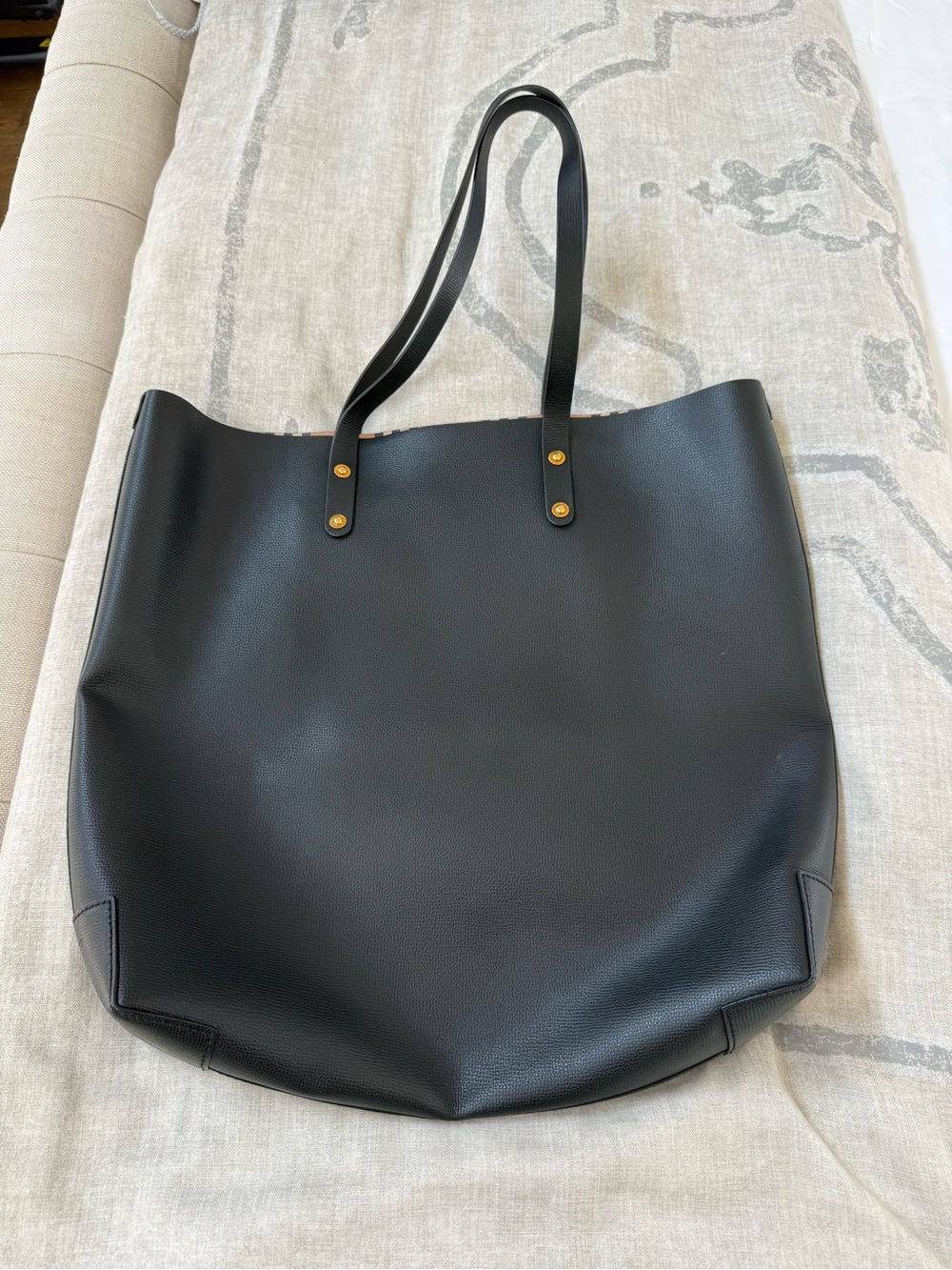 Burberry Black Leather Tote with Gold-Tone Rivets